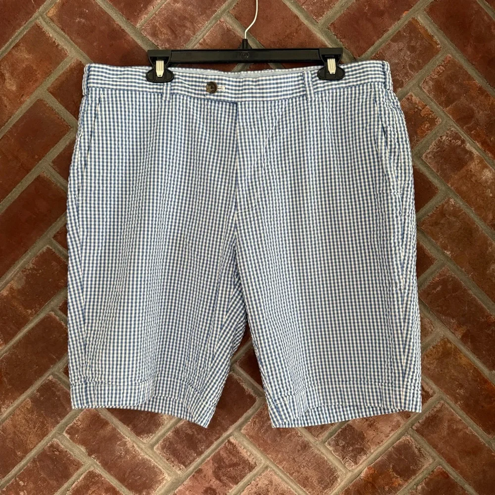 Brooks Brothers Bermuda Shorts Genuine Seersucker Mens Size 38 x 10 Blue White